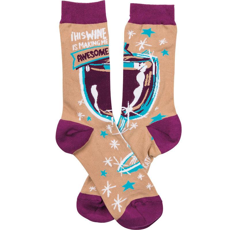 This Wine Is Making Me Awesome Socks - Primitives by Kathy