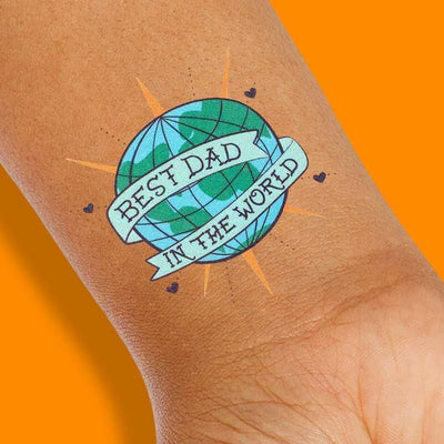 Best Dad In The World Greeting Card + Temporary Tattoo - Unique Gift by Rhino Parade