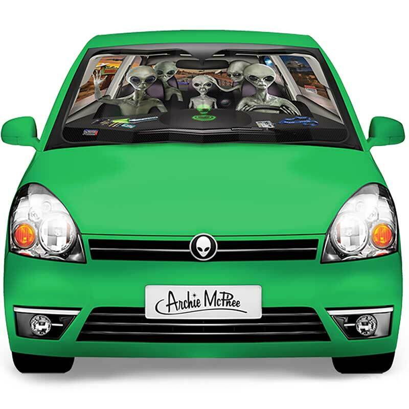 Car Full Of Aliens Auto Sunshade - Unique Gift by Archie McPhee