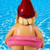 Cheeky Garden Gnome in Pink Flamingo Pool Float - Unique Gift by Kwirkworks