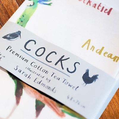 Cocks Dirty Pun Bird Dish Towel - Unique Gift by Sarah Edmonds Illustration