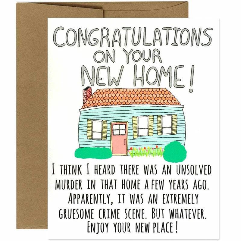 Congratulations On Your New Murder Home Card - Unique Gift by Bangs & Teeth