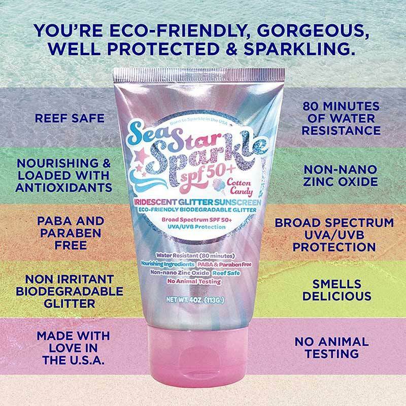 Cotton Candy Scented Glitter Sunscreen - Unique Gift by Sunshine & Glitter