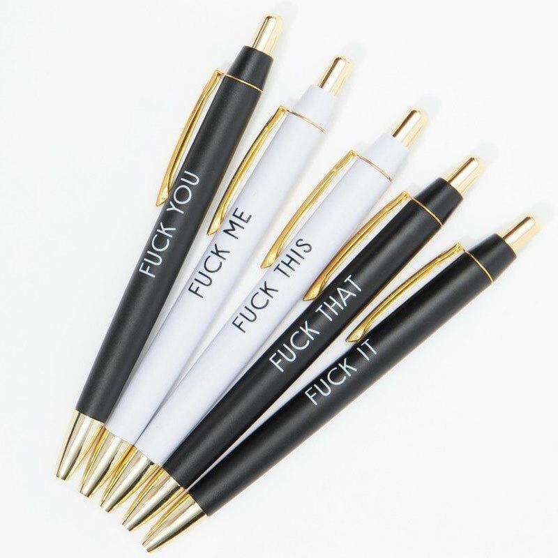 Sweary Fuck Pens Cussing Pen Gift Set 5 Black Fuck You Pens