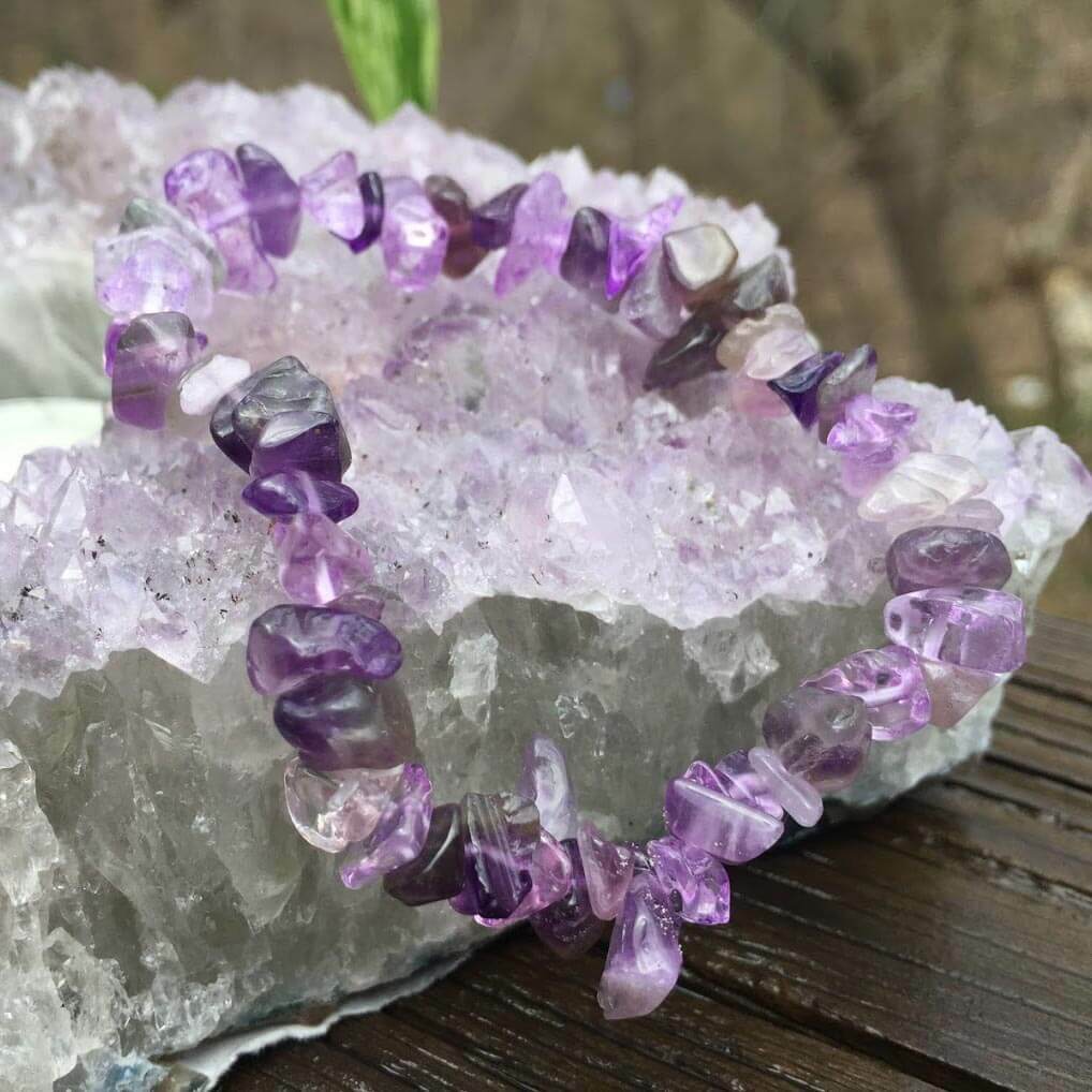 Genuine Amethyst Calming Crystal Bracelet - Unique Gift by Exclusive