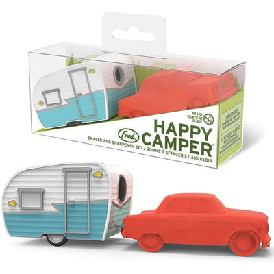 Happy Camper Pencil Sharpener + Eraser - Unique Gift by Fred