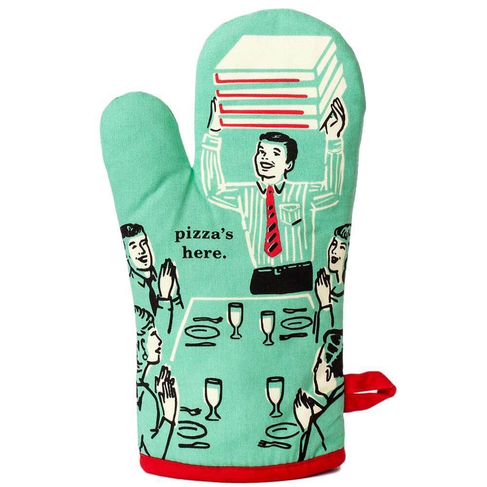 Pizza's Here Oven Mitt - Unique Gift by Blue Q