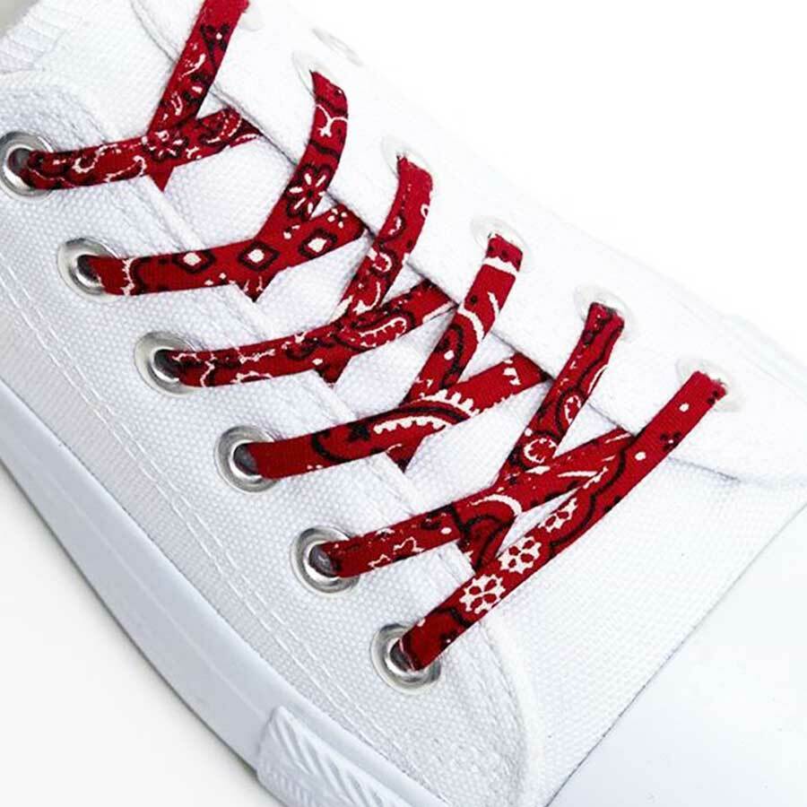 Red Classic Bandana Shoelaces - Unique Gift by Cute Laces