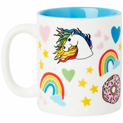 Retro 80's Unicorns, Rainbows + Donuts Coffee Mug - Unique Gift by The Found