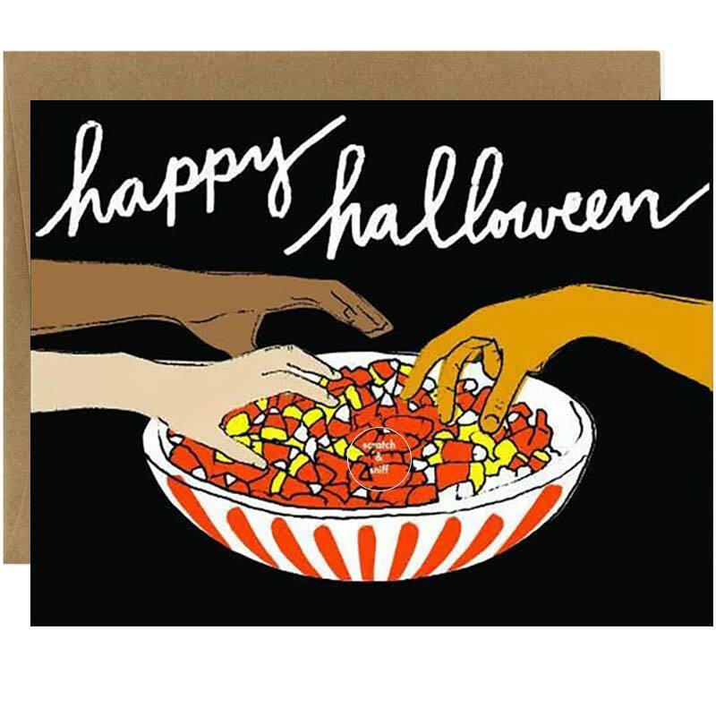 Scratch & Sniff Candy Corn Scented Halloween Card - Unique Gift by La Familia Green