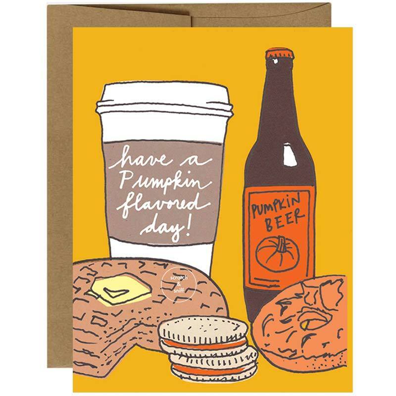 Scratch & Sniff Pumpkin Spice Scented Card - Unique Gift by La Familia Green
