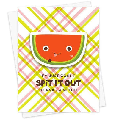 Thanks A Melon Sticker Greeting Card - Unique Gift by Night Owl Paper Goods