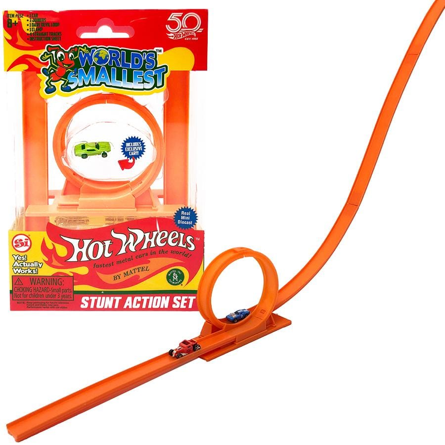 World's Smallest Hot Wheels Stunt Action Set - Unique Gift by Super Impulse