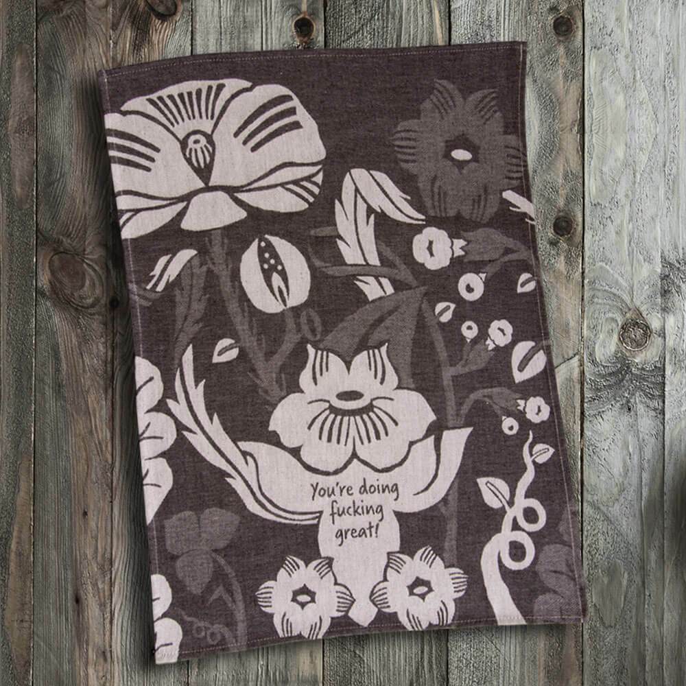 You're Doing F*cking Great! Woven Dish Towel - Blue Q