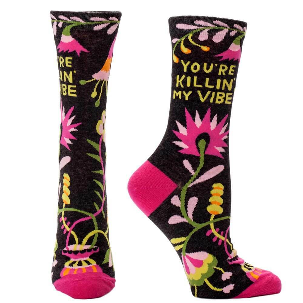 You're Killin' My Vibe Crew Socks - Blue Q